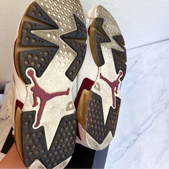 Air Jordan 6 Retro Size 10.5 Off White/ Maroon GUC - Picture 5 of 8